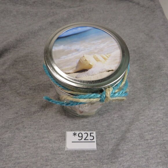 Jar of REAL sea shells and with blue sparkly vase filler at bottom - Picture 10 of 13